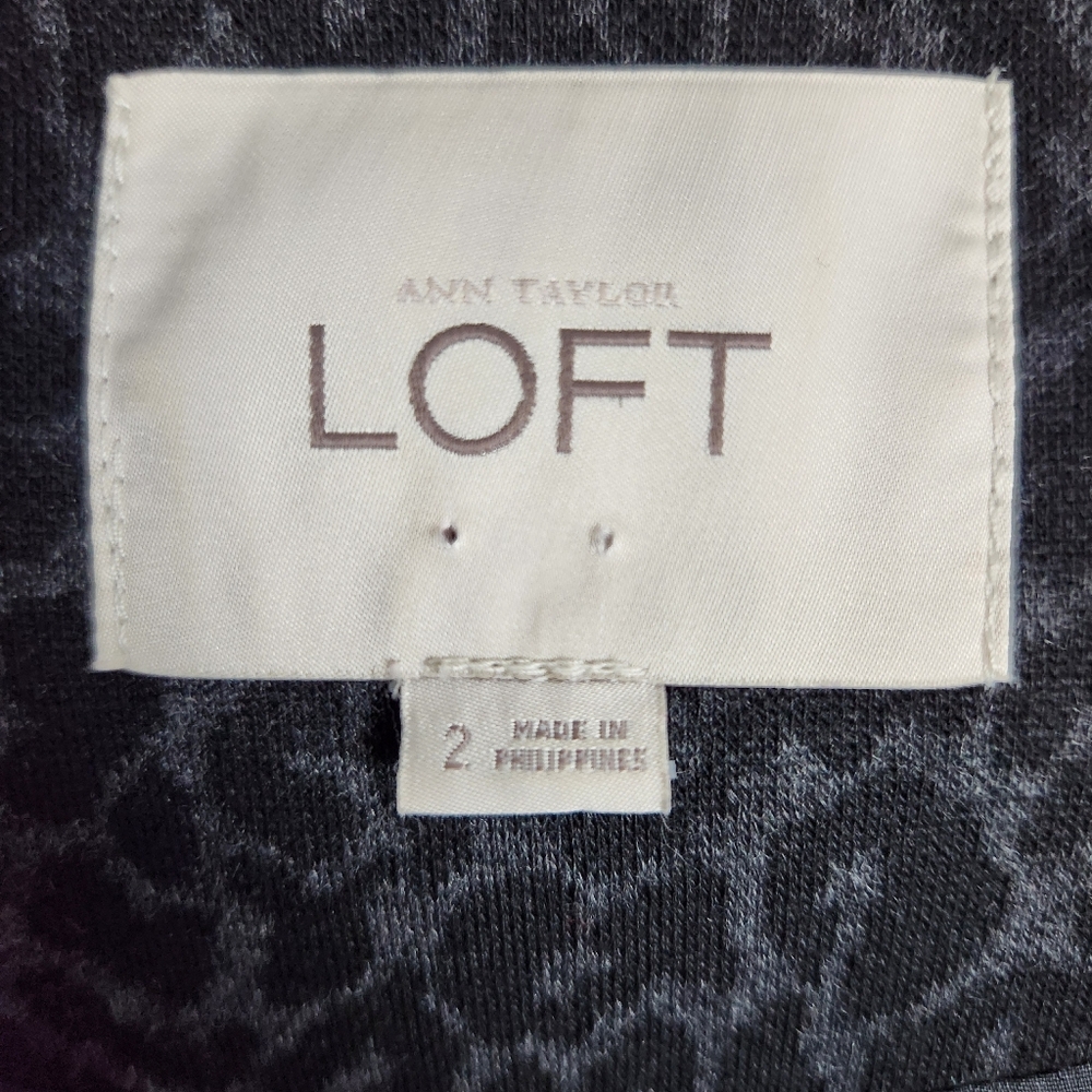 EUC Ann Taylor LOFT Black Gray Leopard Print Tuxedo Jacket Blazer (2) #0597 - Picture 9 of 10